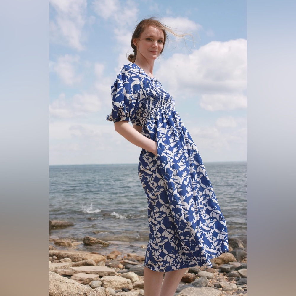 Jessie Zhao Cotton Silk Smocked Animal World Dress
